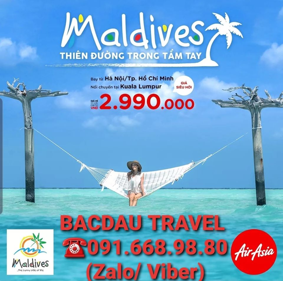 AirAsia siêu khuyến mại vé đi tới Maldives chỉ từ 2990K