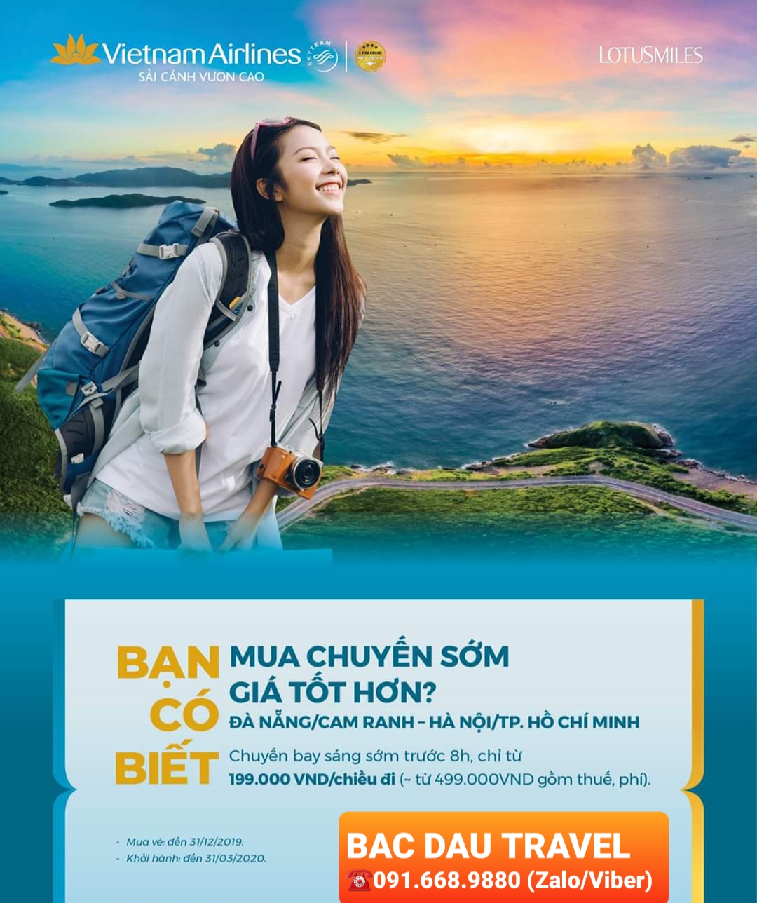 VNA giá chỉ từ 199K. Bay sáng sớm, giá rẻ hơn.