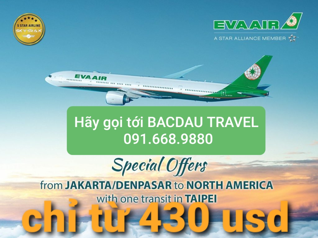 Đi Mỹ & Canada trong chương trình của EVA AIR