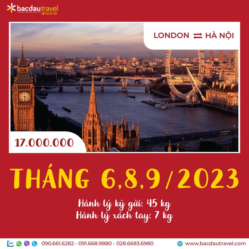 LONDON ✈ HÀ NỘI KHỨ HỒI THÁNG 6-8-9/2023