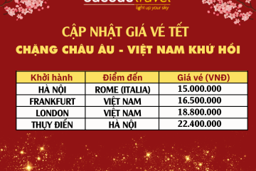 BẮC ĐẨU TRAVEL CẬP NHẬT GIÁ VÉ KHỨ HỒI TẾT CHẶNG CHÂU ÂU - VIỆT NAM 